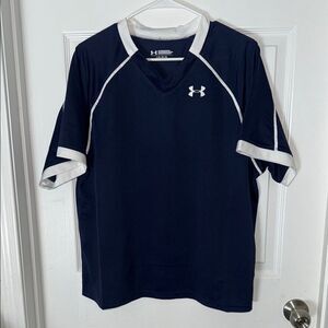 Under Armour Blue and White Performance Jersey large v neck like new